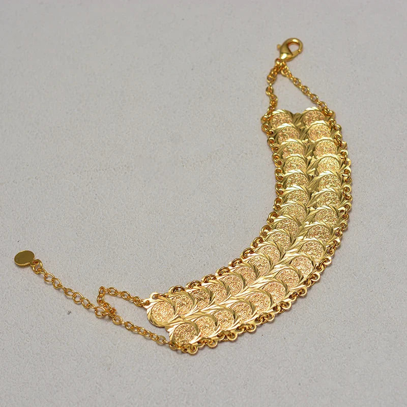 Gold Coin Cuff Bracelet