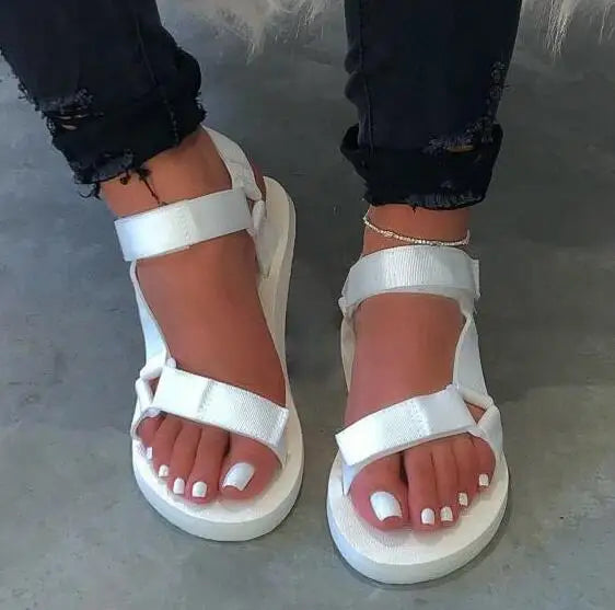 Women Canvas Cover Heel Sandals