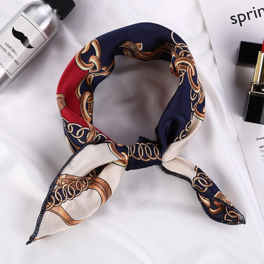 Animal Print Satin Square Scarf