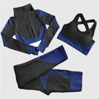 Polyester Patchwork Long Sleeve Two-Piece Yoga Set