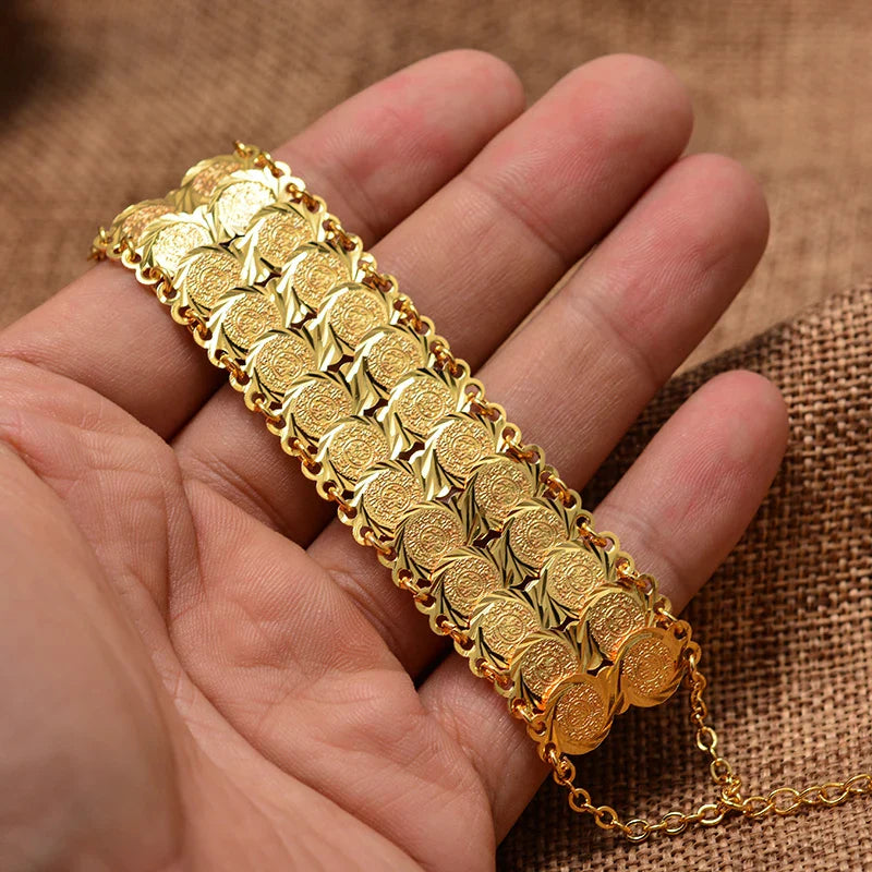Gold Coin Cuff Bracelet