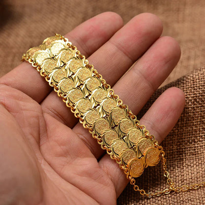 Gold Coin Cuff Bracelet
