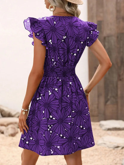 Women's V-Neck Petal Dress