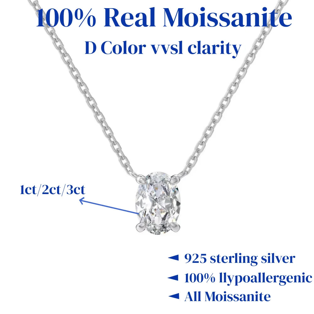 Moissanite Silver Pendant Necklace