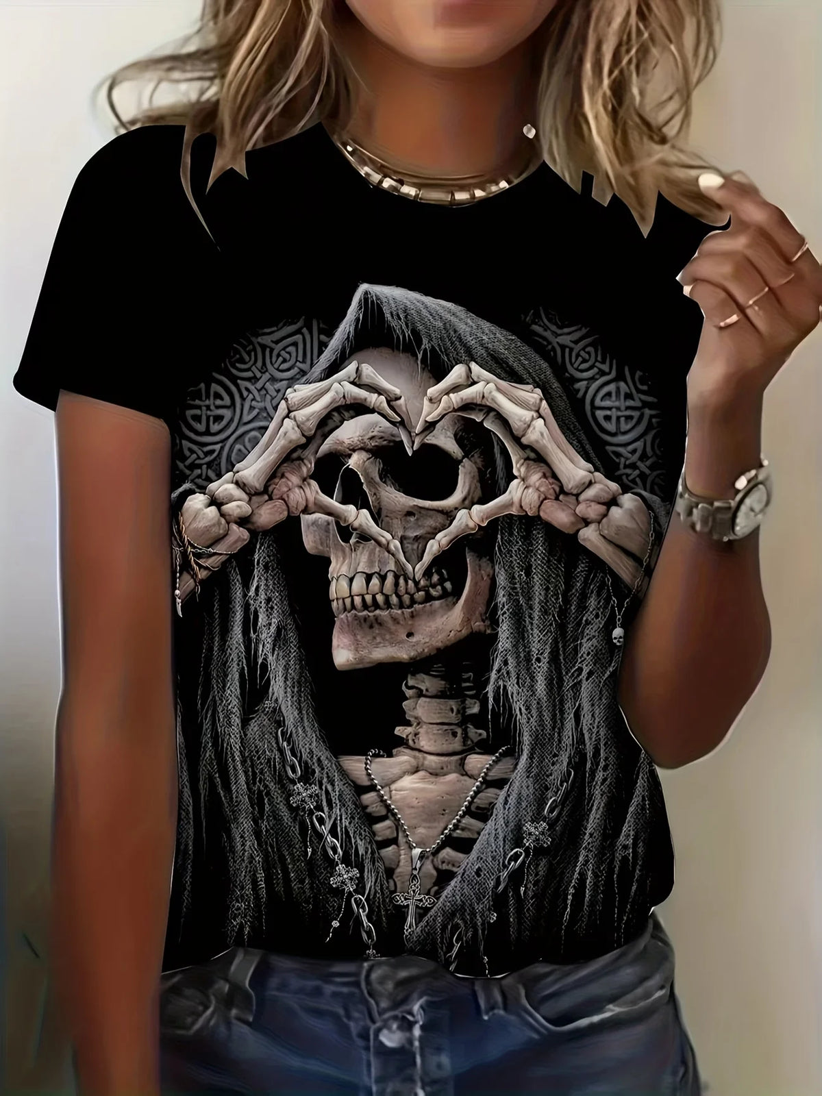 Skull Rose Graphic T-Shirt