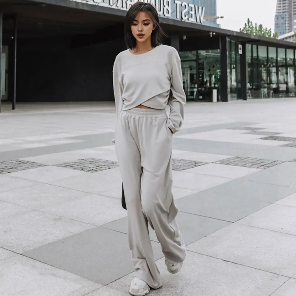 Wide-Leg Sweatshirt Pants Set