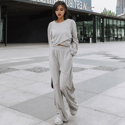 Wide-Leg Sweatshirt Pants Set