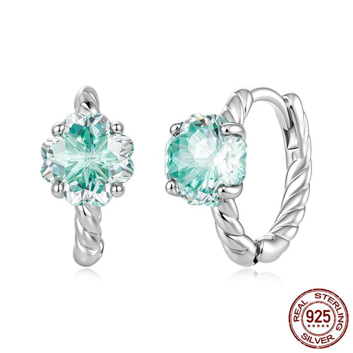 Clover Zircon Hoop Earrings