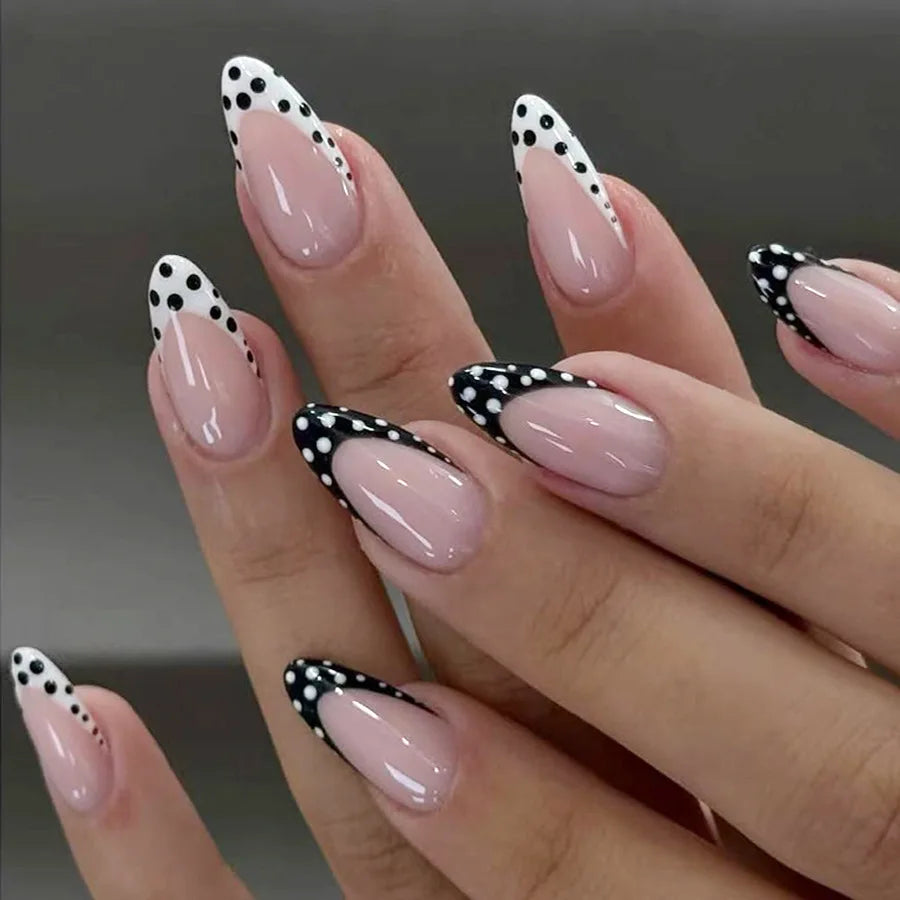 Blue Press Nails Polka Dot