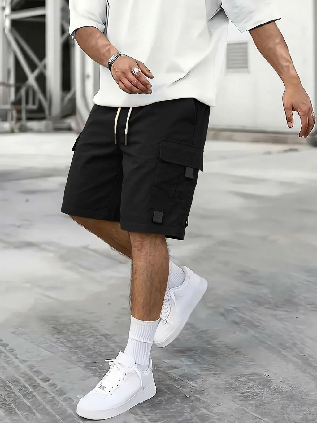 Flap Cargo Drawstring Shorts