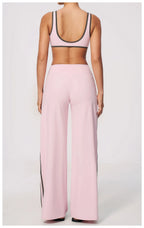 Nylon Striped Sleeveless True-To-Size Fit Two-Piece Yoga Set