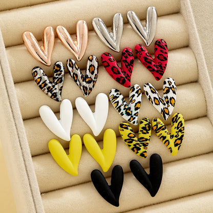 Leopard Heart Earrings Set