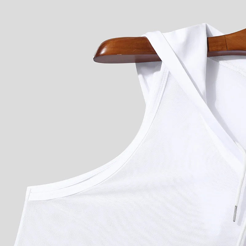 Hooded Drawstring Fitness Vest