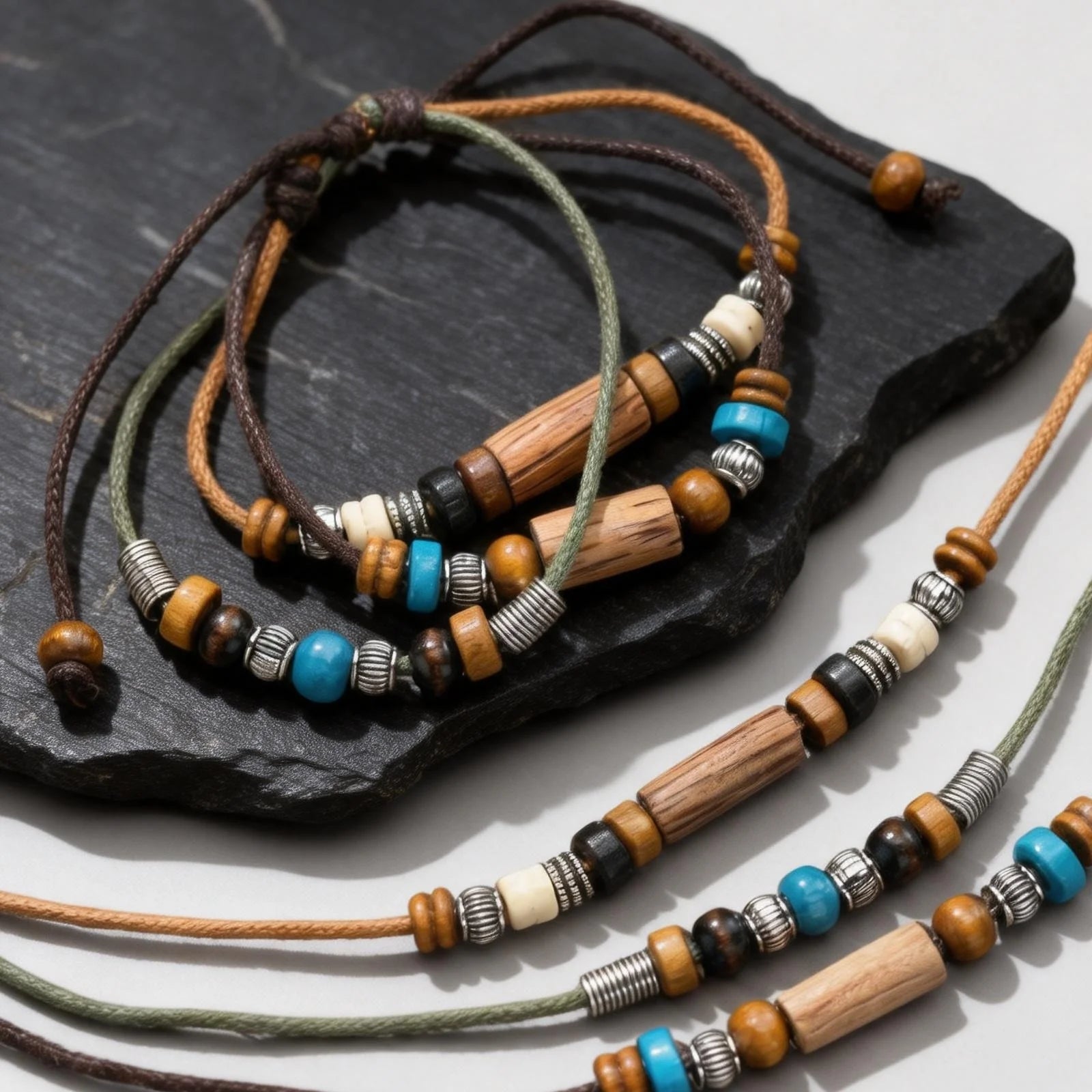 Mprainbow Leather Bead Necklace Set