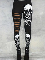 Skull Print Nine-Point Leggings