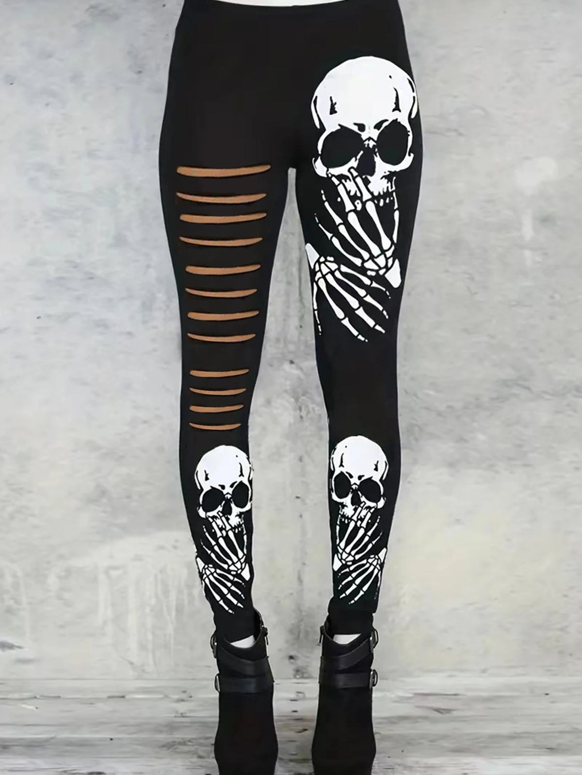 Skull Print Nine-Point Leggings