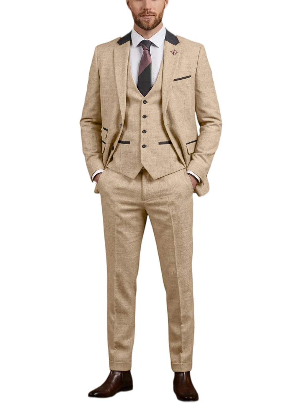 Linen Three-Piece Notch-Lapel Suit
