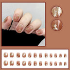 Short Medium fake nails golden