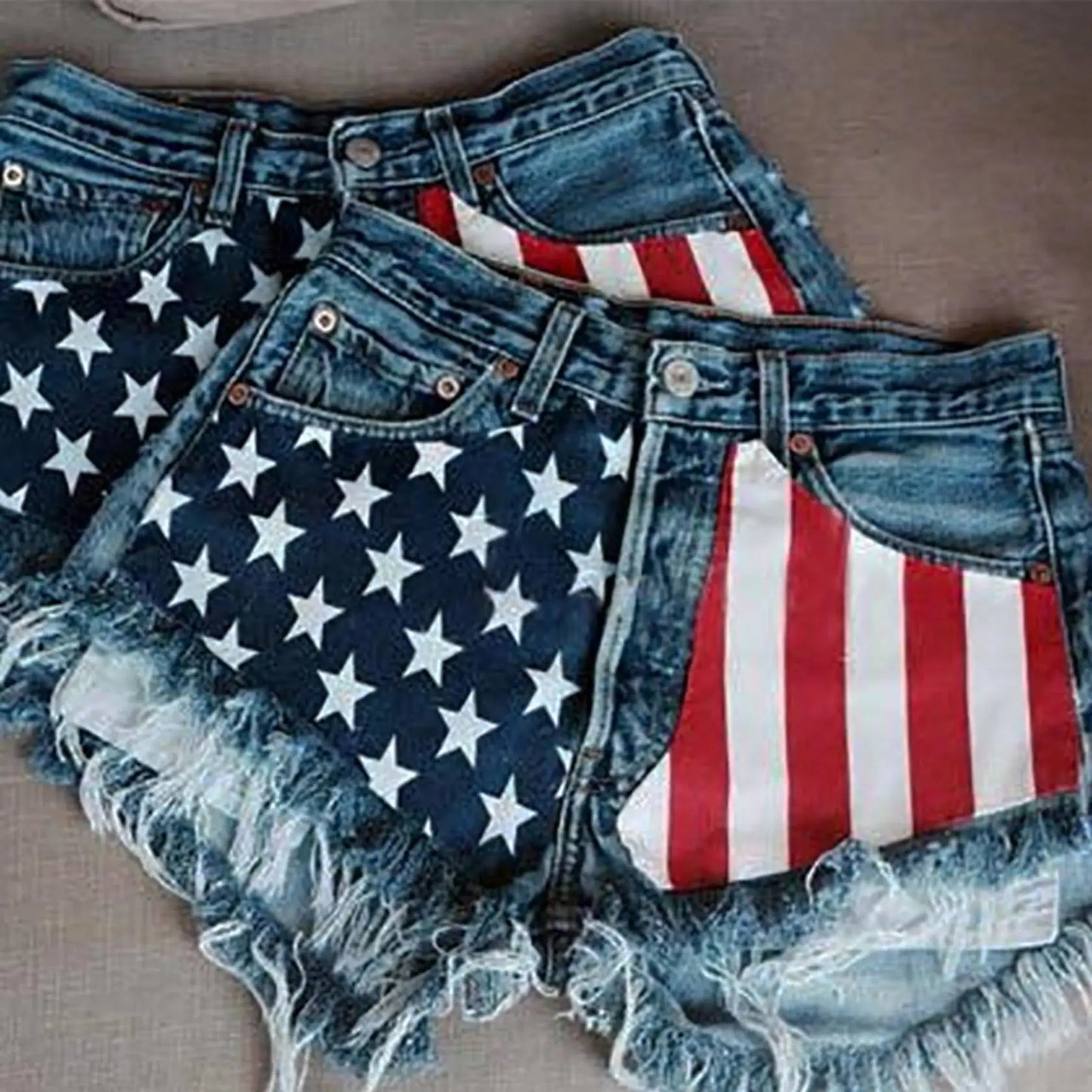 USA Flag Denim Shorts