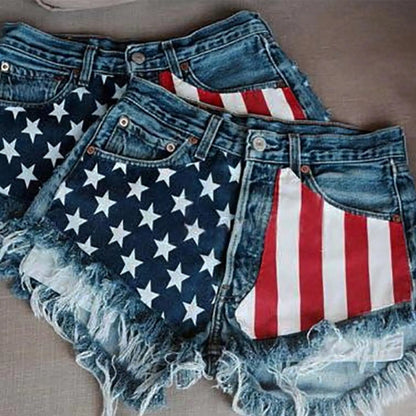 USA Flag Denim Shorts