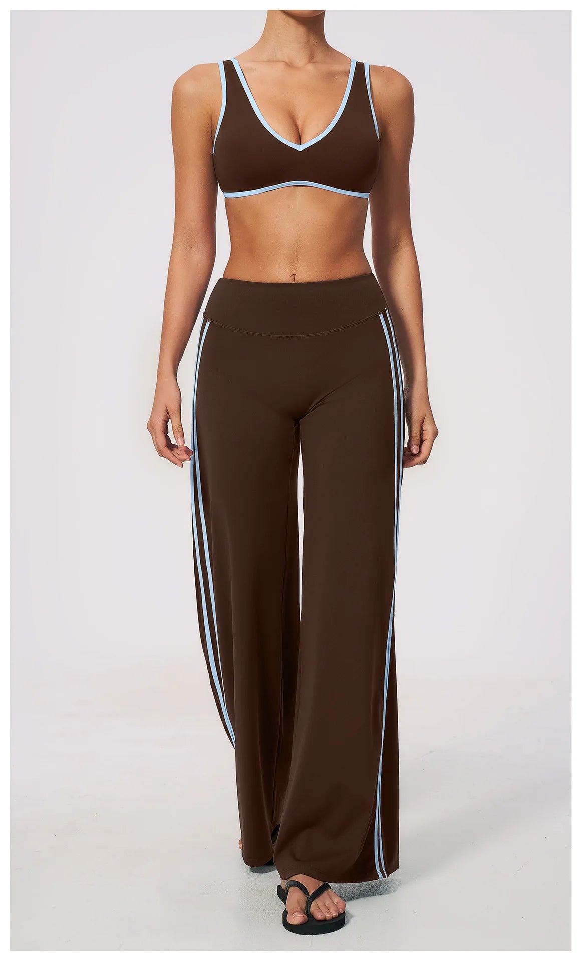 Nylon Striped Sleeveless True-To-Size Fit Two-Piece Yoga Set