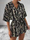Geometric Print Loose-Fit Commuter Romper