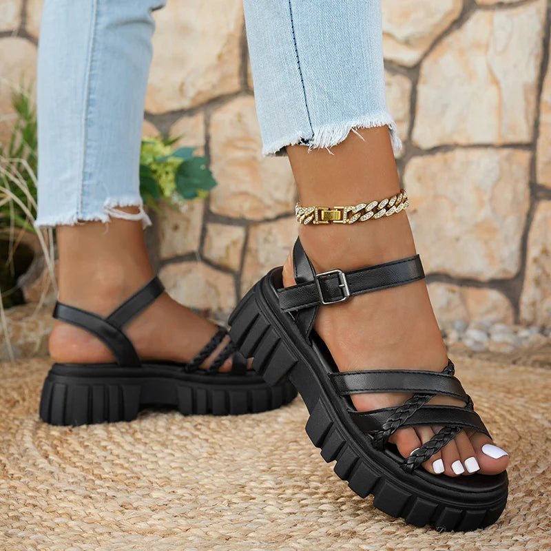 Women Zip Platform Gladiator Sandals