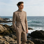 Houndstooth Mandarin-Collar Slim Suit