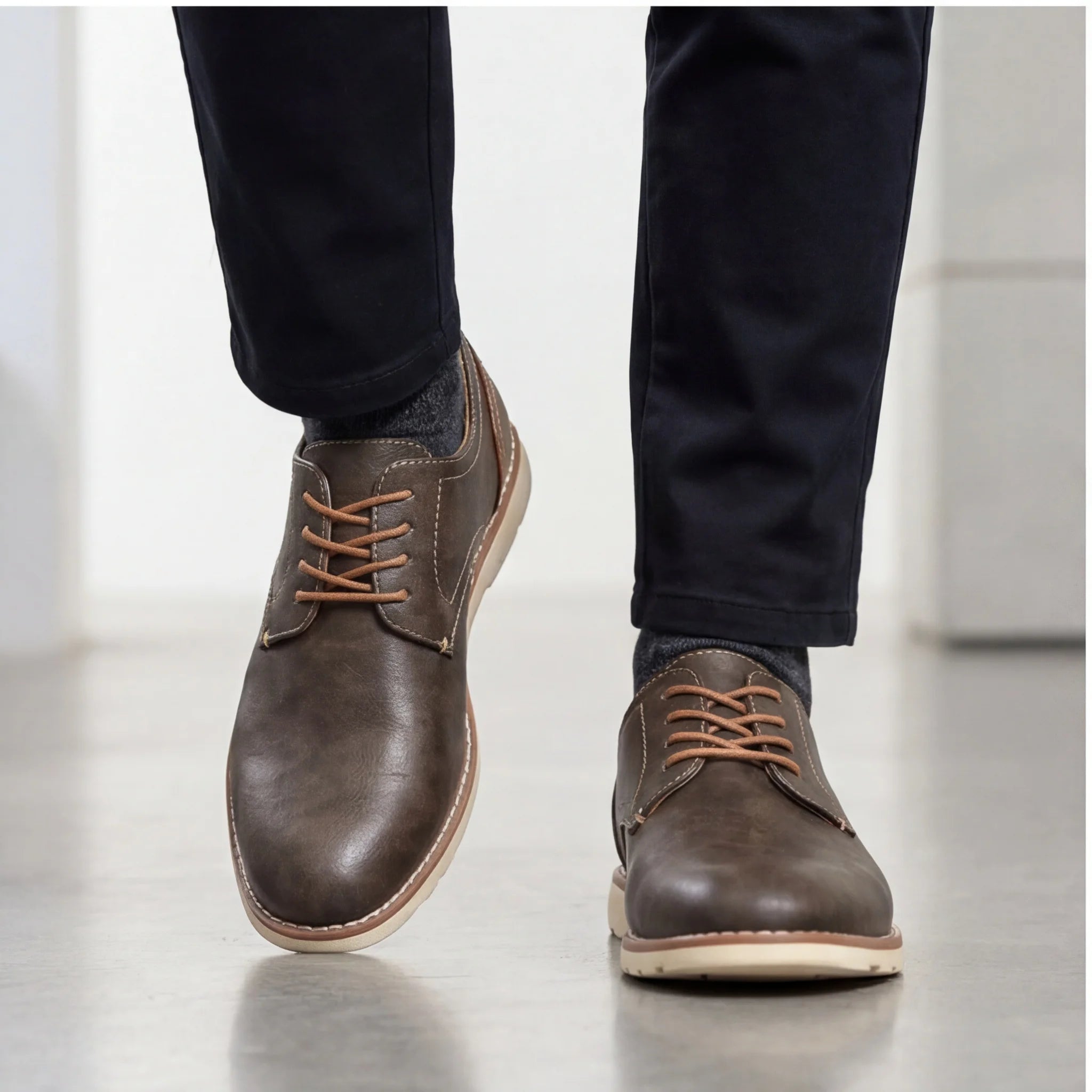 Artificial Leather Lace-Up Loafers