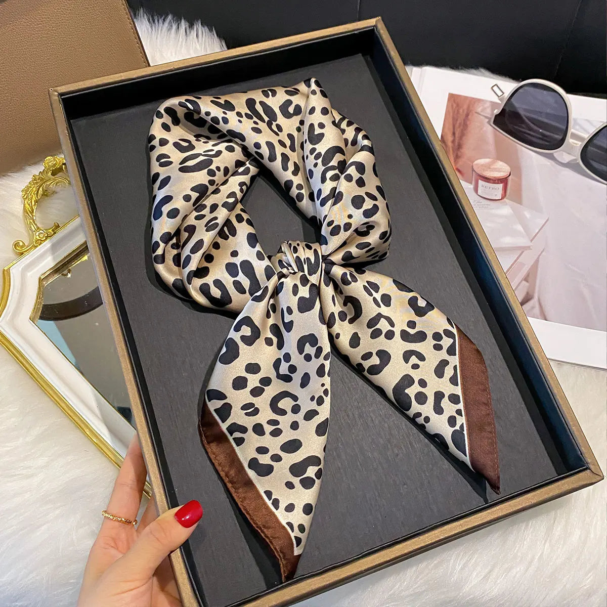 Leopard Square Print Shawl Scarf
