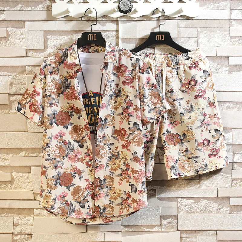 Cotton Floral Shirt Shorts Set