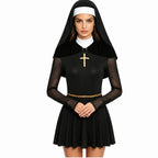 Gothic Nun Costume Dress with Headscarf