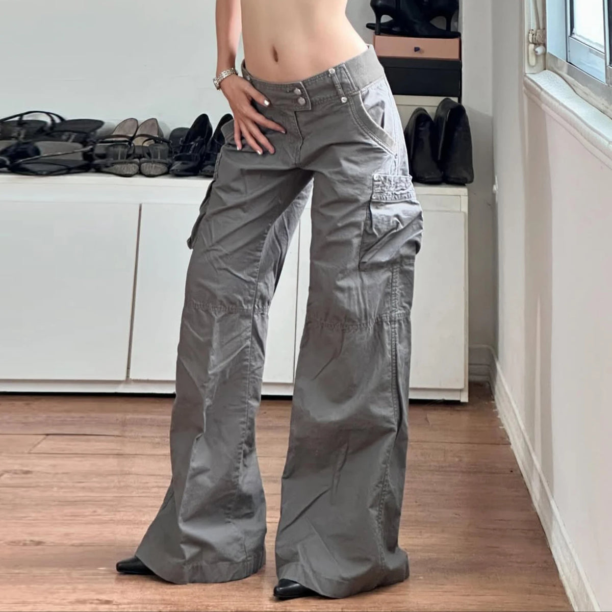 SUCHCUTE Gray Cargo Denim Jeans
