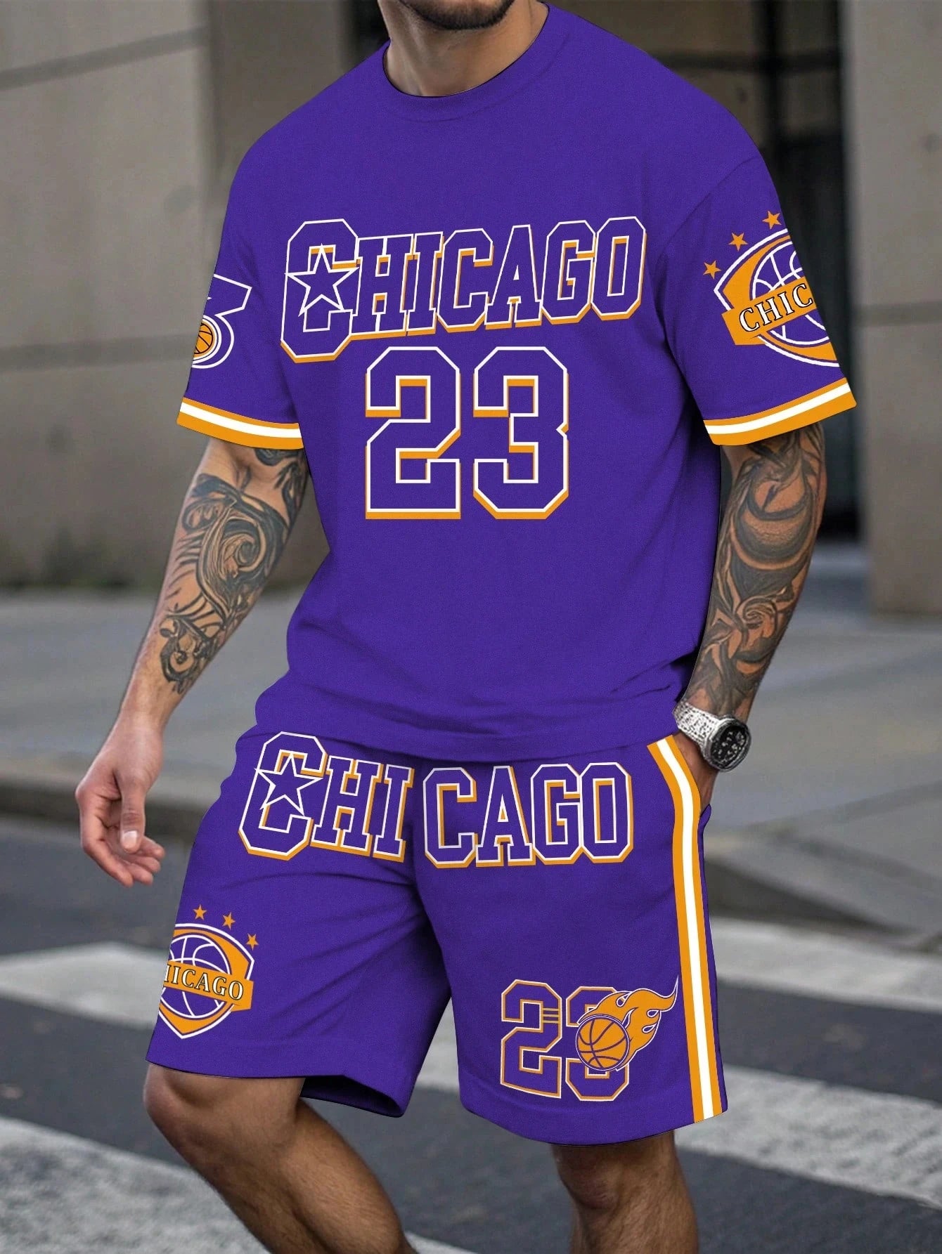 Letter Print Basketball Shorts Set