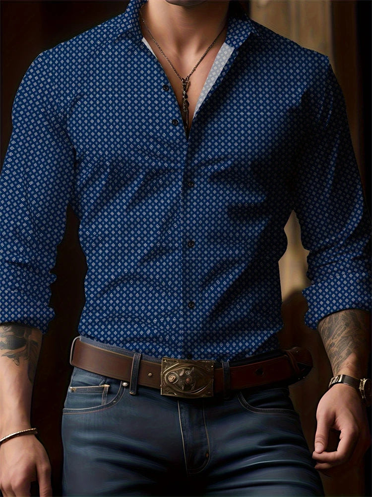 V-Neck Print Casual Shirt