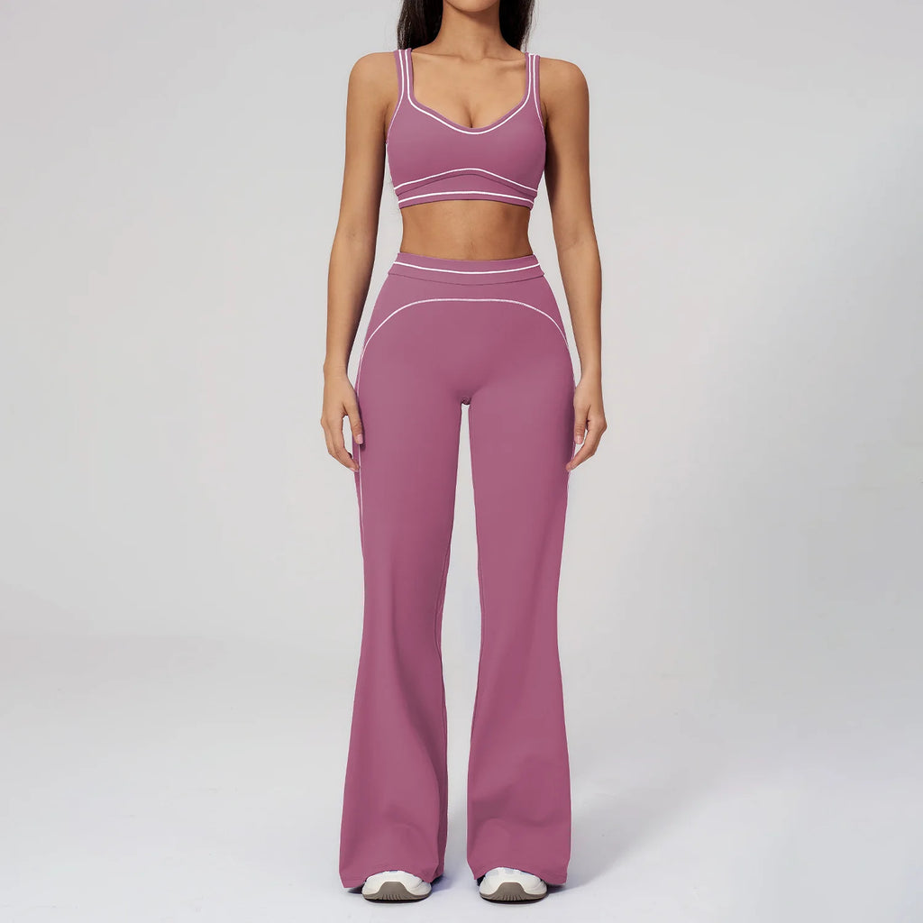 Knit Construction Sleeveless True-To-Size Fit Two-Piece Yoga Set