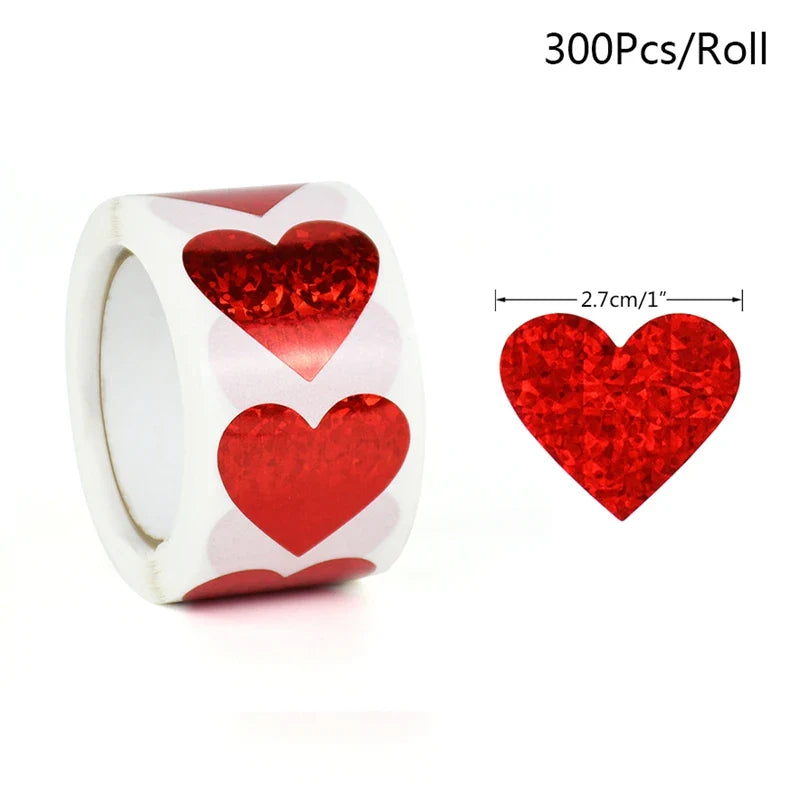 Sparkle Heart Stickers Roll
