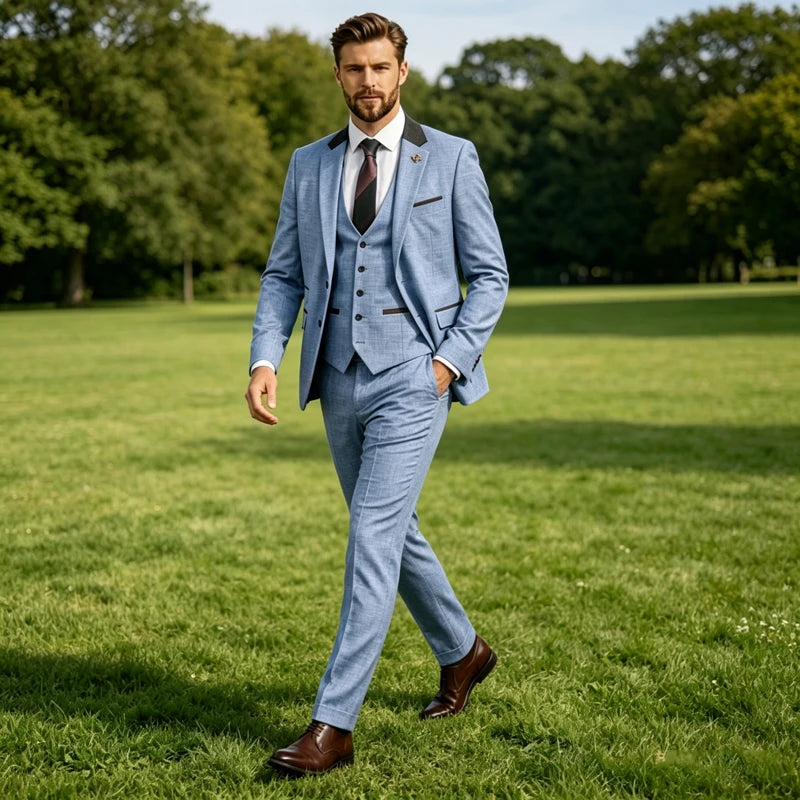 Linen Three-Piece Notch-Lapel Suit