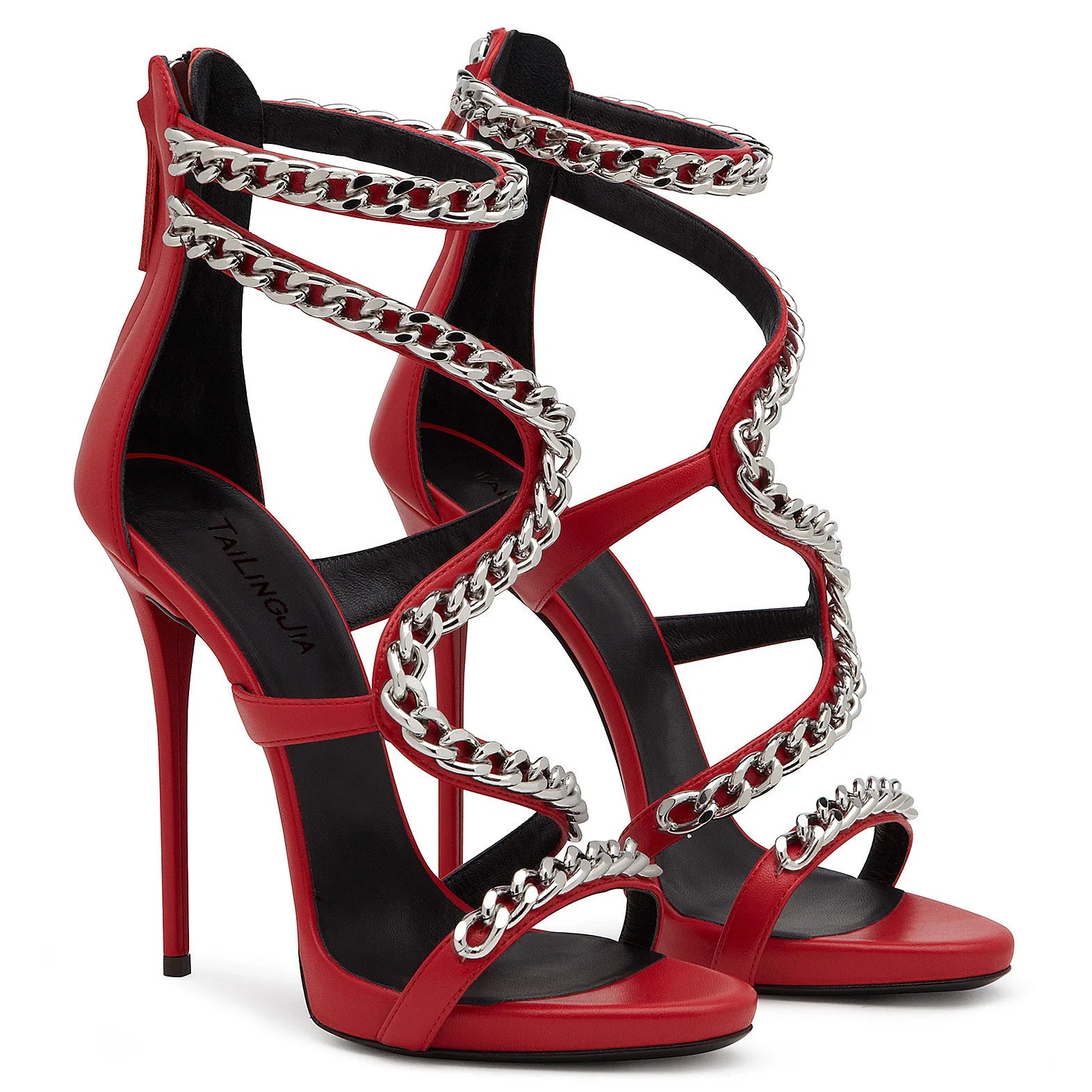 Red Chain Stiletto Heels
