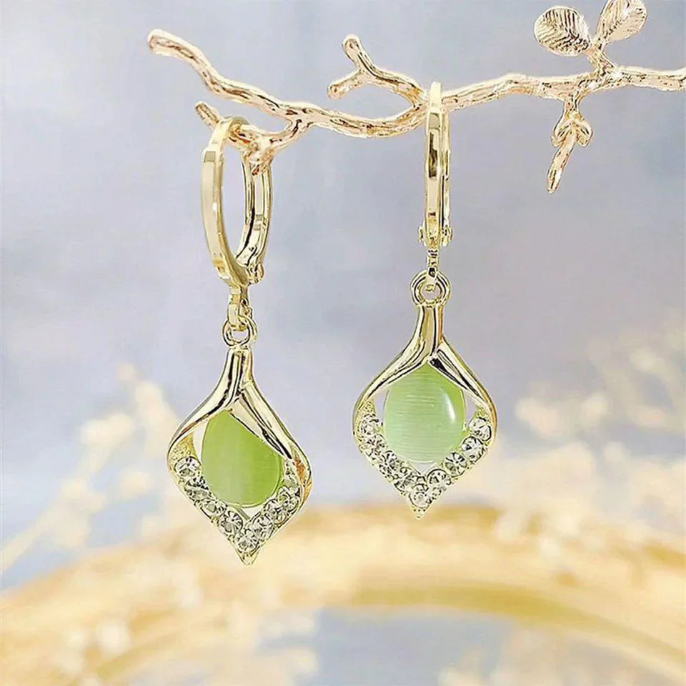 Rhinestone Tulip Hoop Earrings