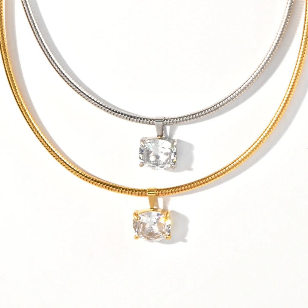 Zircon Geometric Pendant Necklace