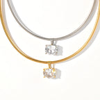 Zircon Geometric Pendant Necklace