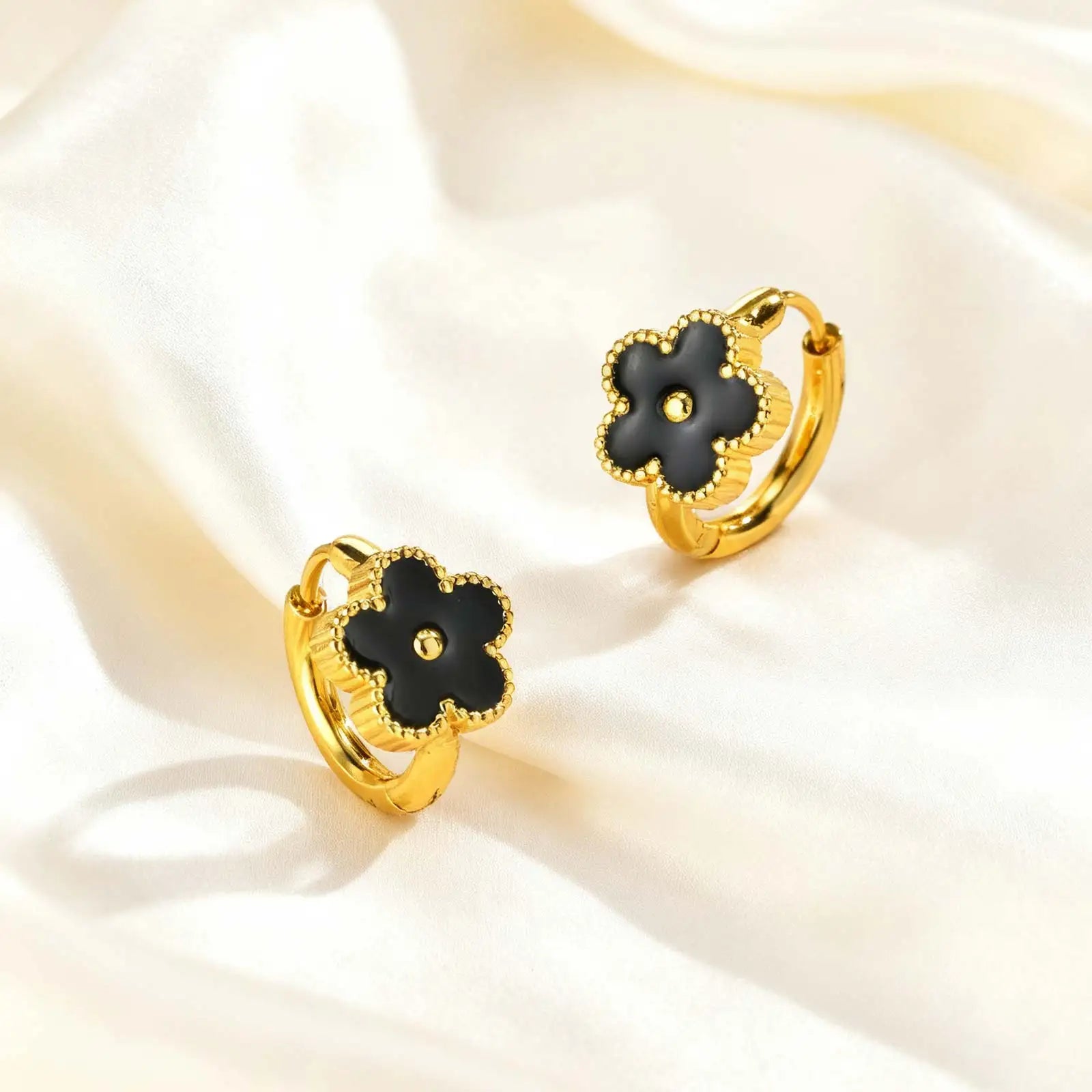 Flower Gold Hoop Earrings