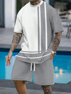 Stripe Print Loose Sports Set