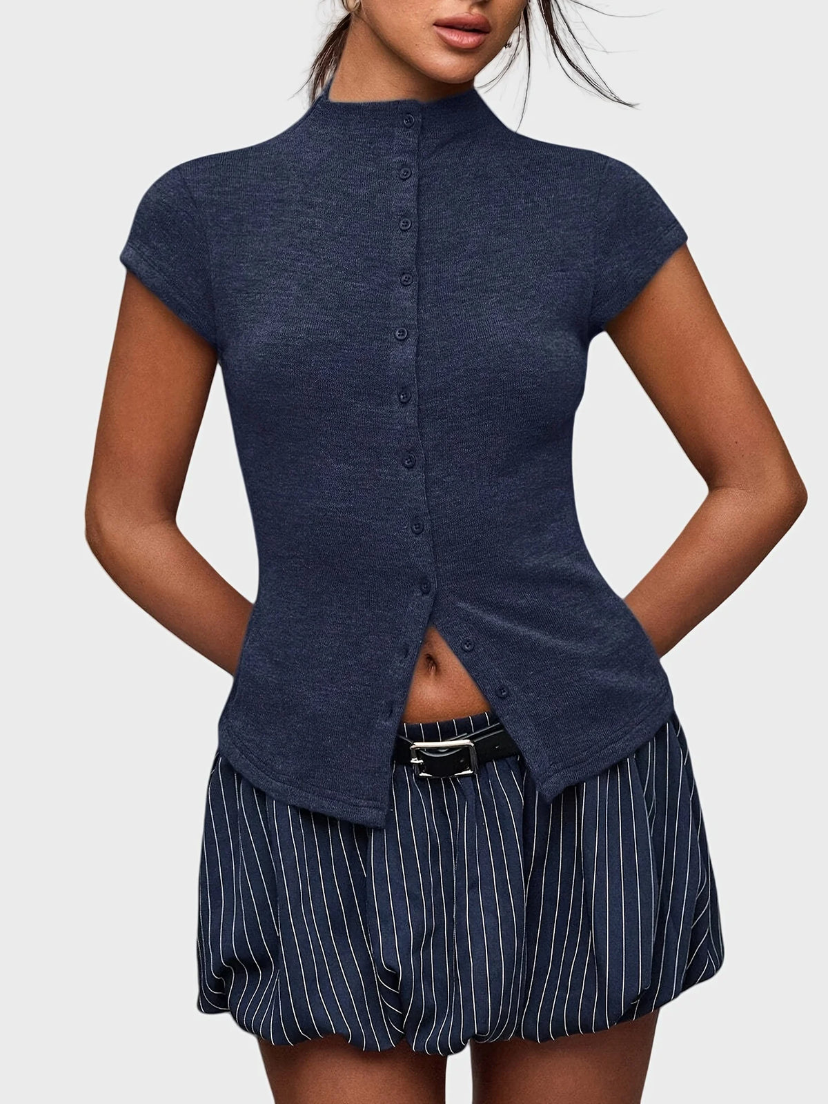 Knitted Turtleneck Cardigan