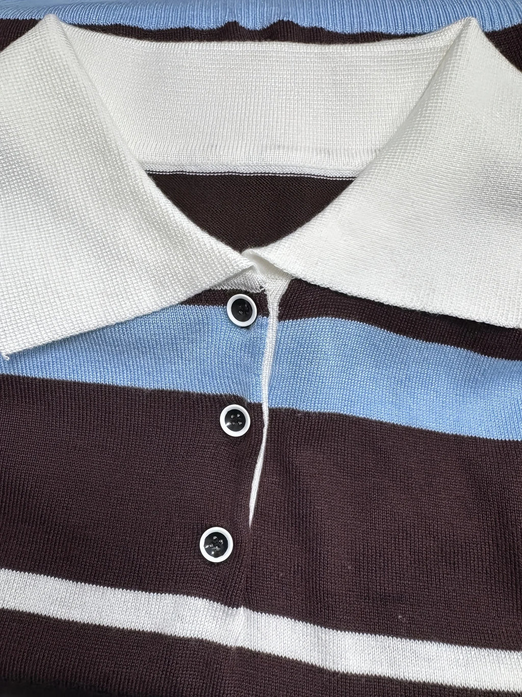 Striped Polo Knit Top