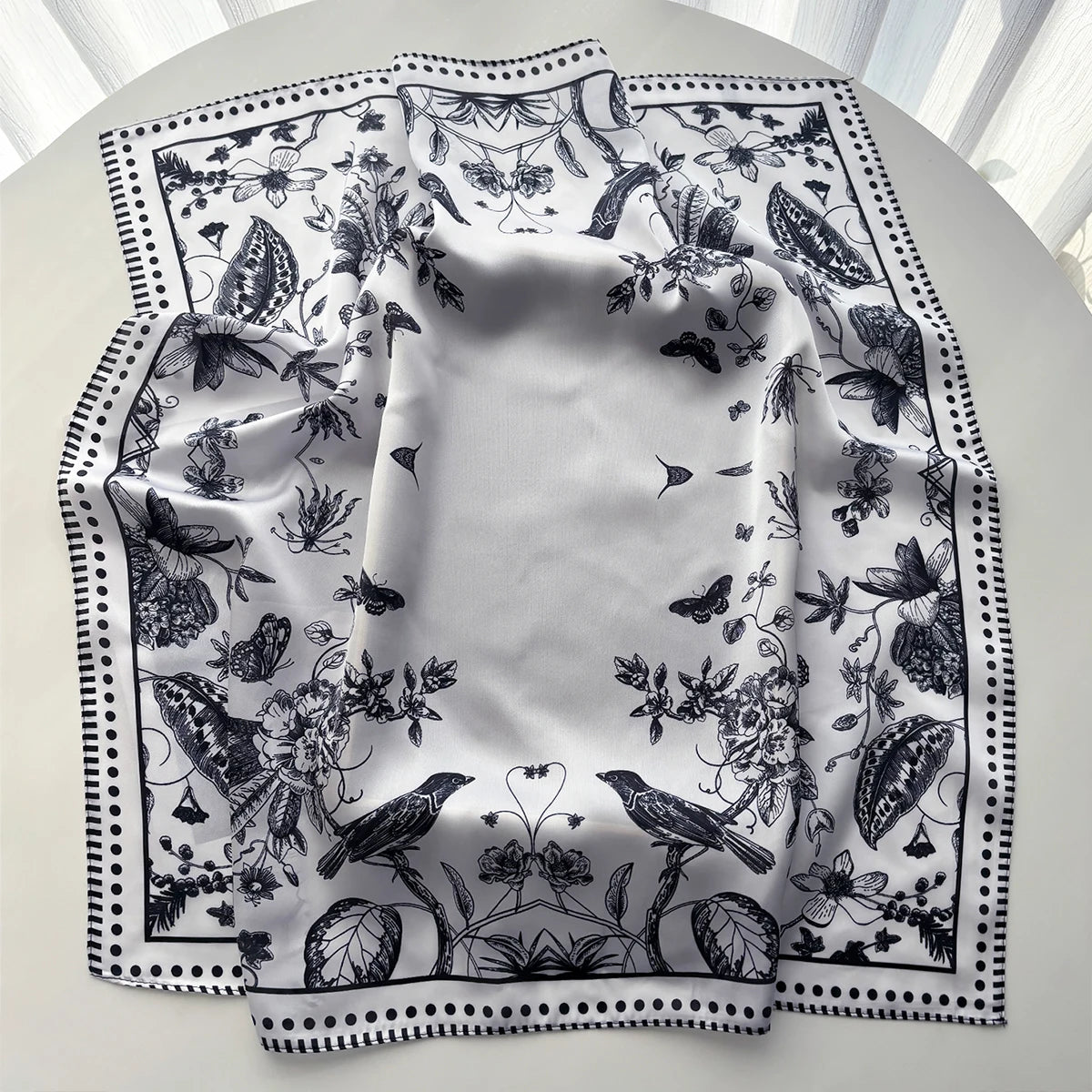 Elegant Floral Print Square Scarf