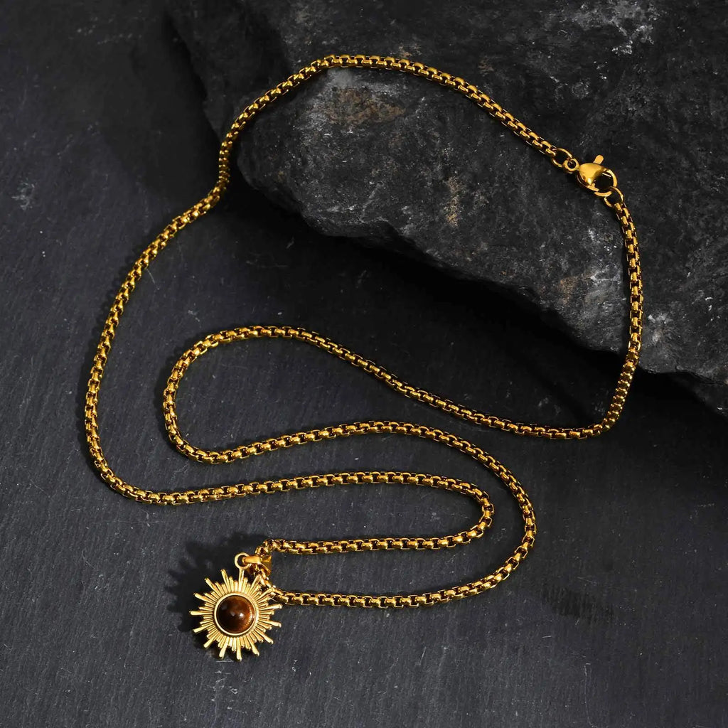 Vnox Sunflower Pendant Necklace