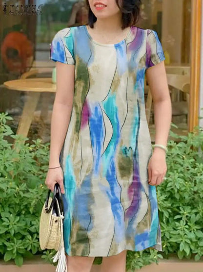ZANZEA Vintage Floral Bohemian Summer Dress