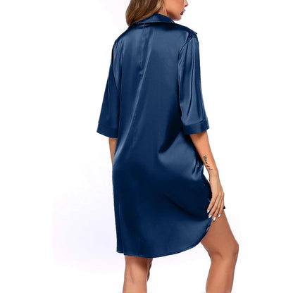 Satin Button-Up Nightshirt